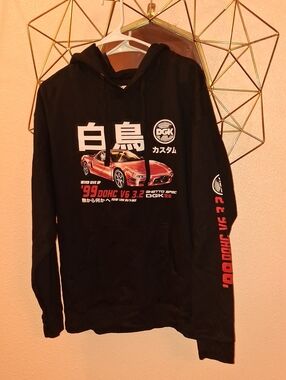 DGK Black Hoodie with Red Sports Car Graphic and White Japanese Text